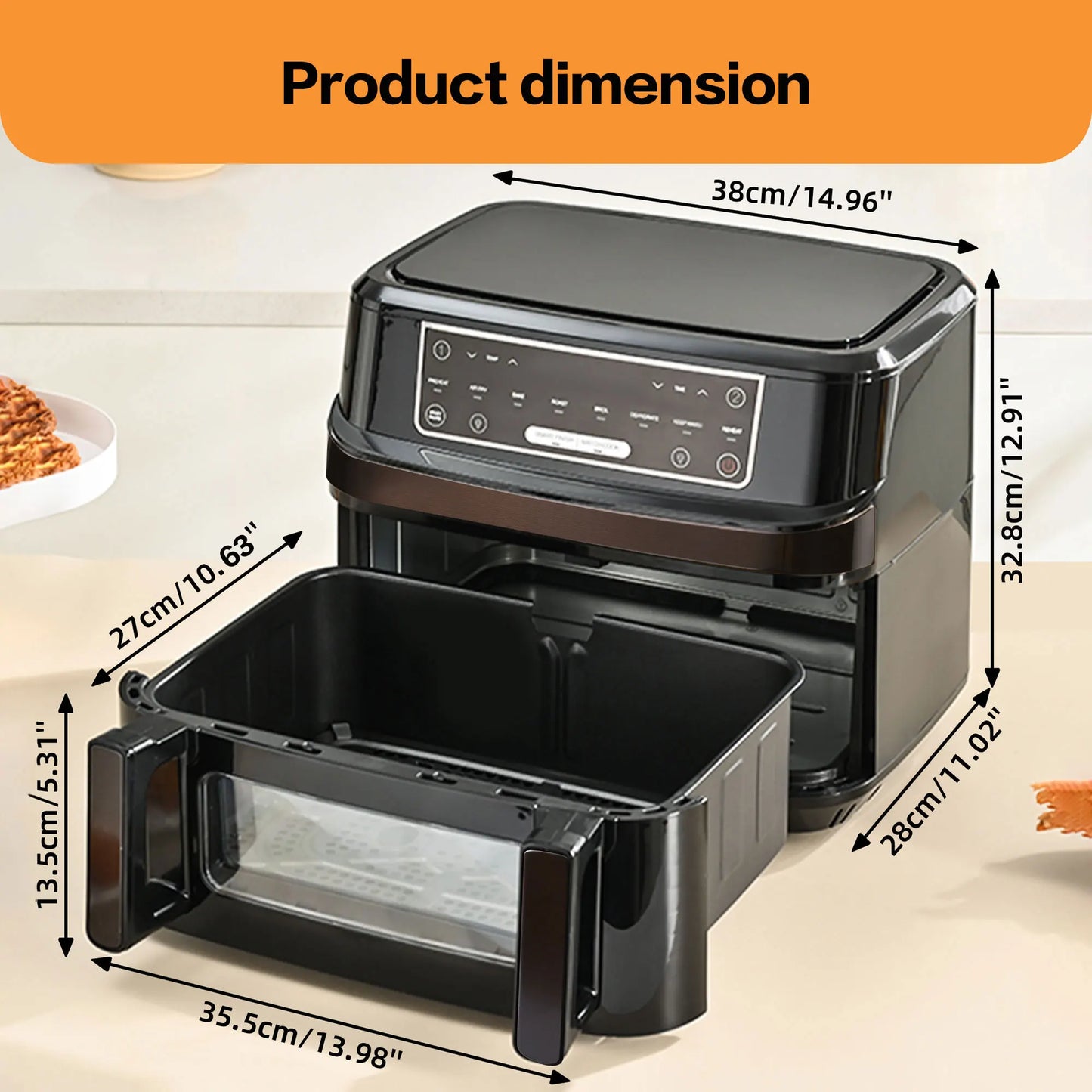 12L Hot Air Fryer One or Dual Chambers Adjustable, XXL Airfryer with Touchscreen 8 Programmes, Hot Air Fryer with Viewing Window